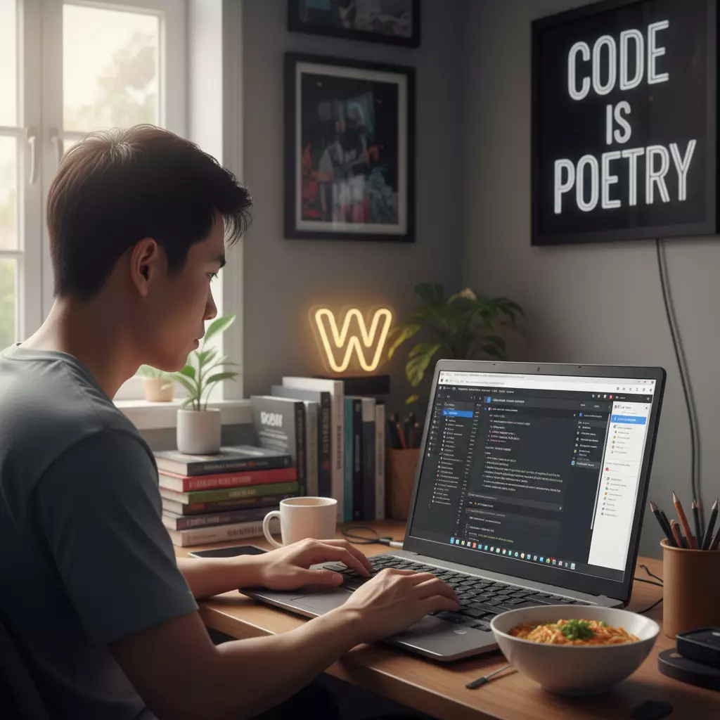 Một lập tr&igrave;nh vi&ecirc;n đang viết m&atilde; cho plugin WordPress tr&ecirc;n m&ocirc;i trường ph&aacute;t triển