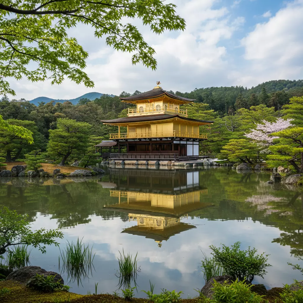 Ch&ugrave;a V&agrave;ng Kinkakuji một biểu tượng của Kyoto cổ k&iacute;nh